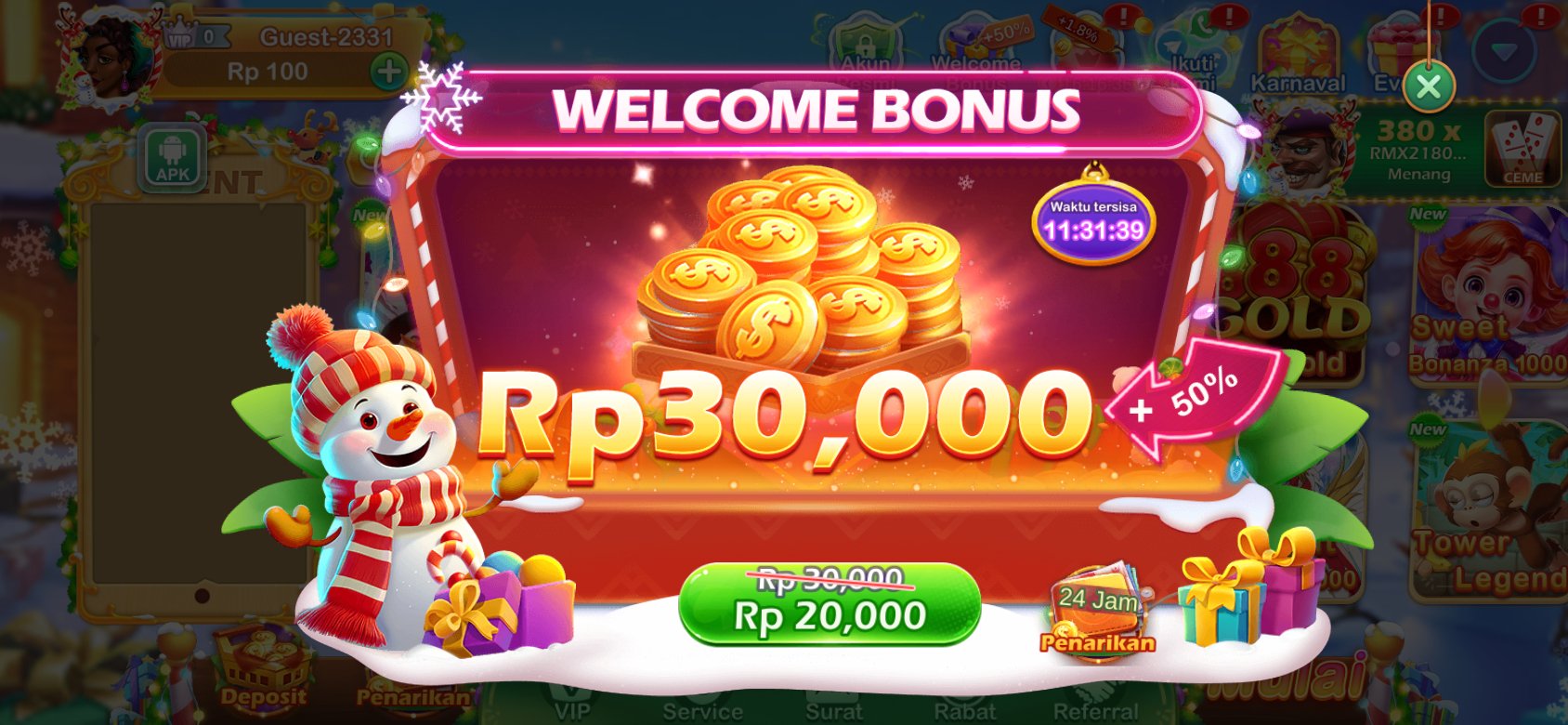 Bonus selamat datang K3K3 2 4 6087 C dengan diskon spesial untuk pengguna baru.