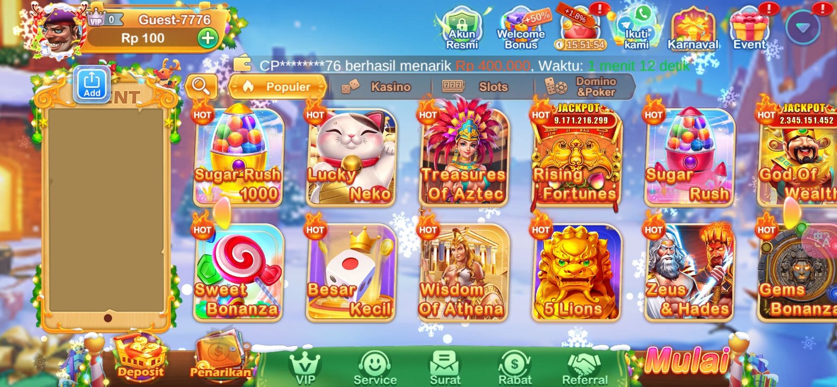 Permainan slot terbaik dengan jackpot hingga miliaran di K3K3 2 4 6087 C.